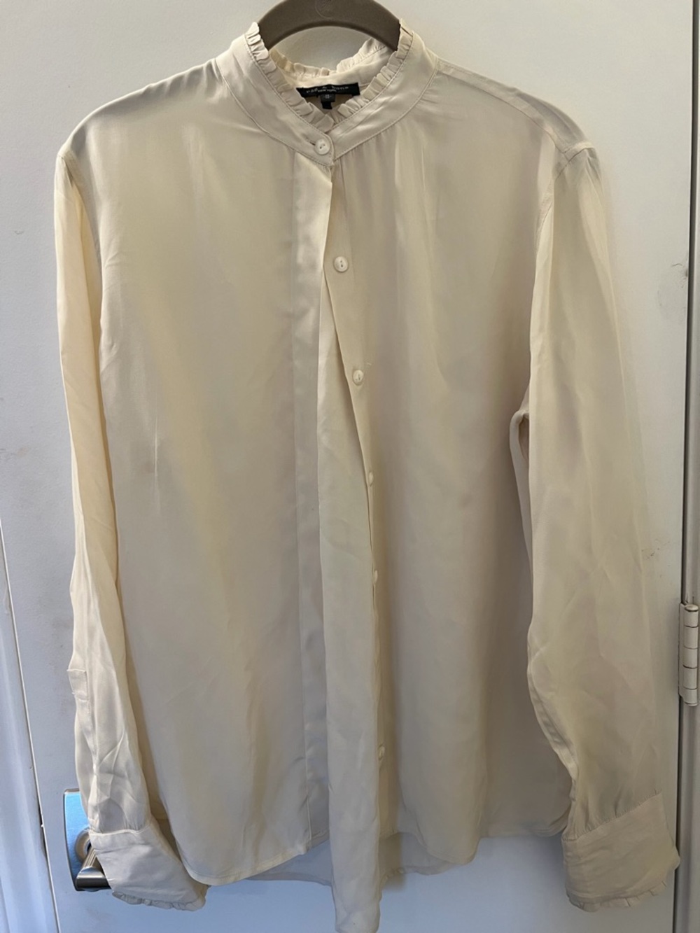 rag & bone Cream Ruffle Collar Long-Sleeve Blouse